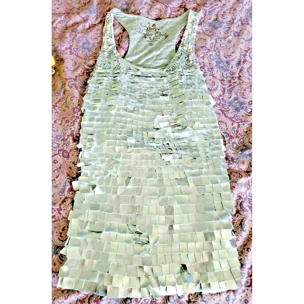 Rare Silver Block Front Tank Top Sleeveless DESIGNED IN LOS ANGELES VIRGIN ONLY